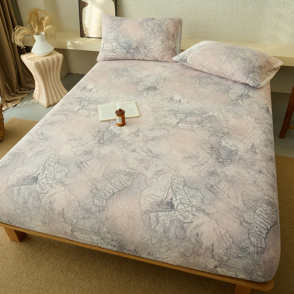 91家纺网 家纺一手货源 找家纺 早晨家纺 2025新款数码印花高克重牛奶单床笠 漫途