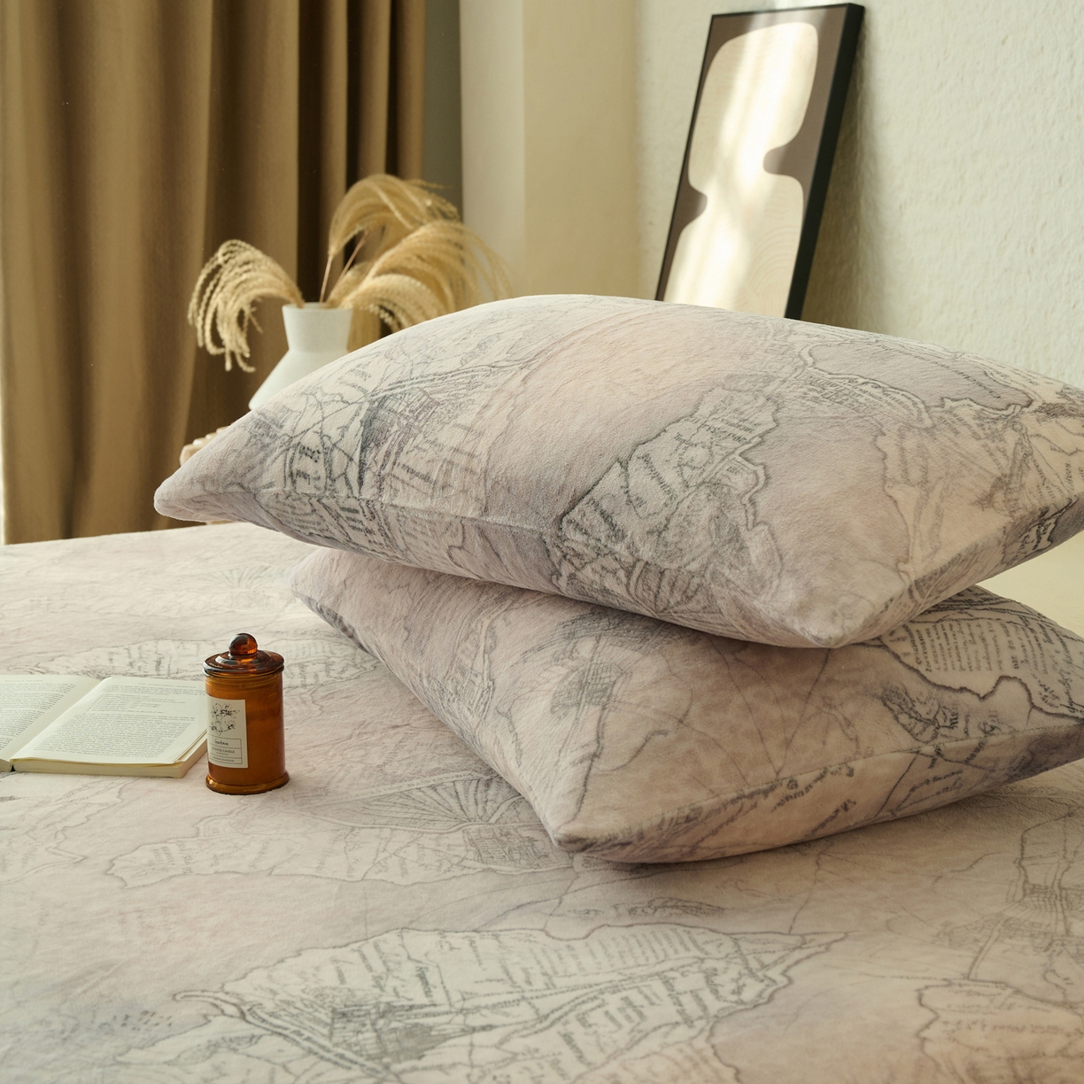 91家纺网 家纺一手货源 找家纺 早晨家纺 2025新款数码印花高克重牛奶单床笠 漫途