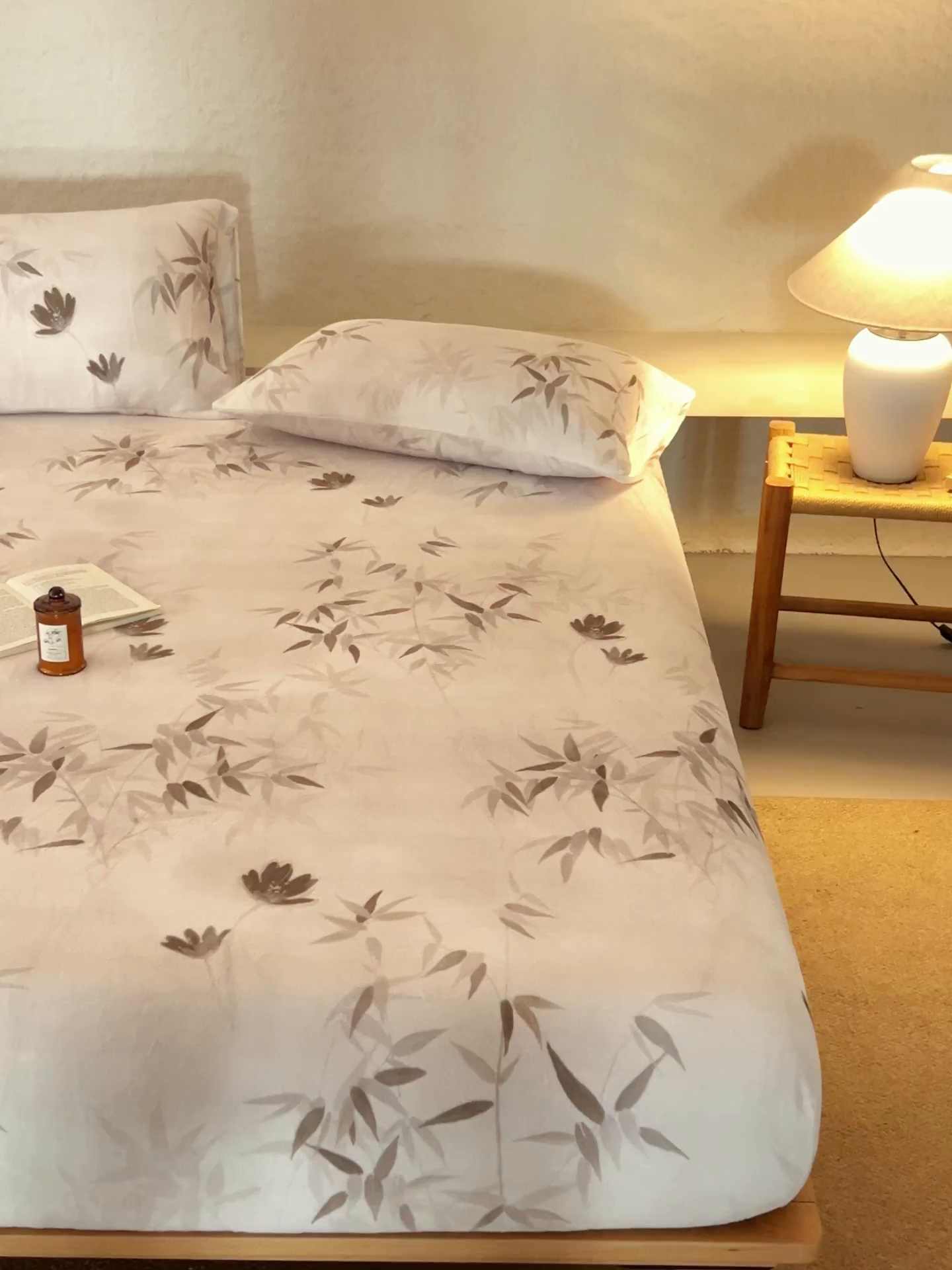 91家纺网 家纺一手货源 找家纺 早晨家纺 2025新款数码印花高克重牛奶单床笠 竹影