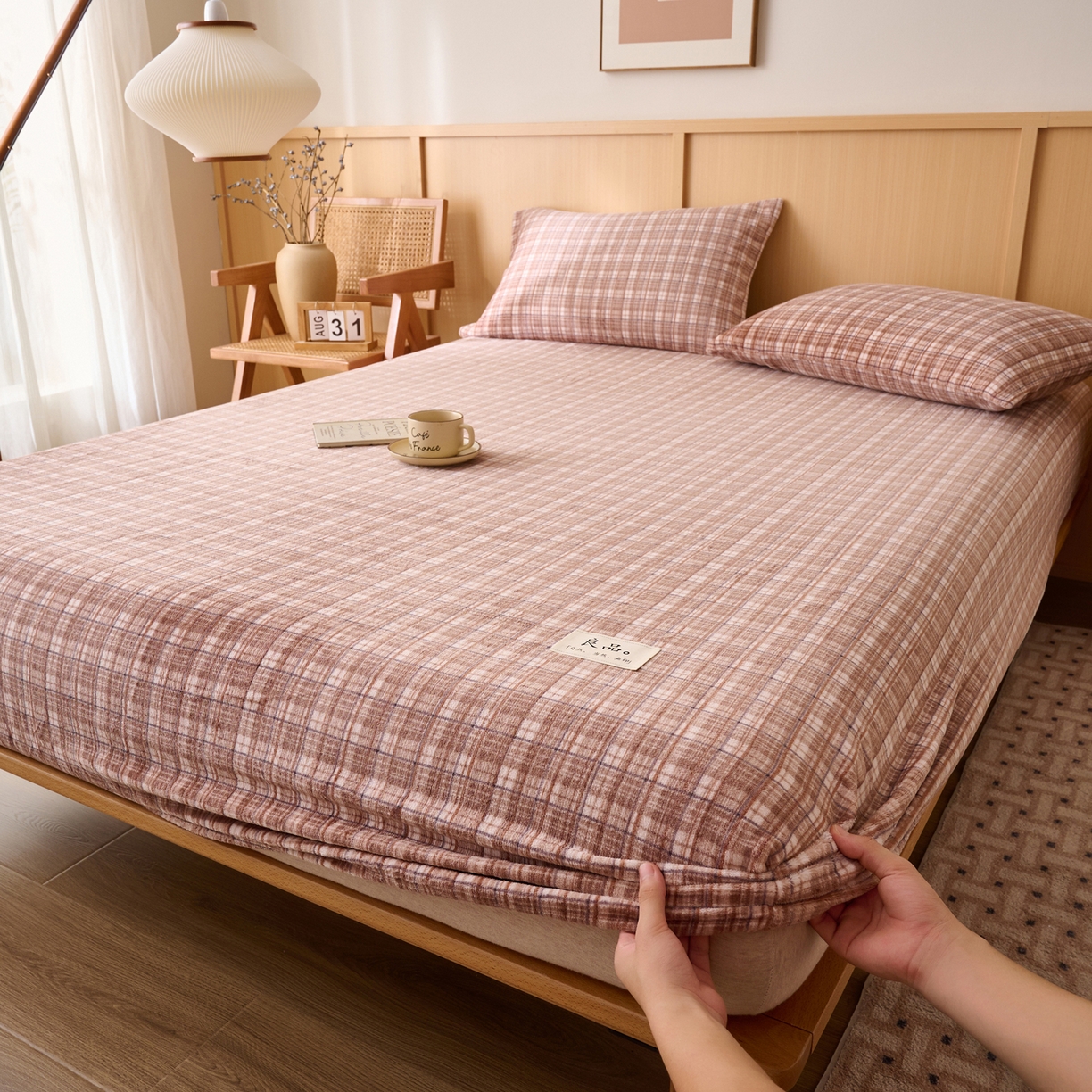 早晨家纺 2025新款野牧款高克重牛奶绒印花单床笠 野牧-香风咖