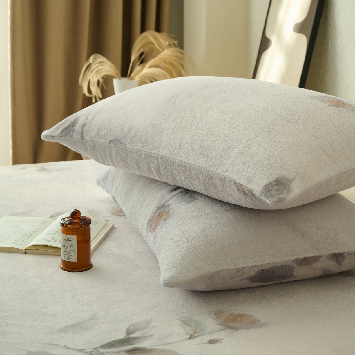 91家纺网 家纺一手货源 找家纺 早晨家纺 2025新款数码印花高克重牛奶单床笠 浅蕊