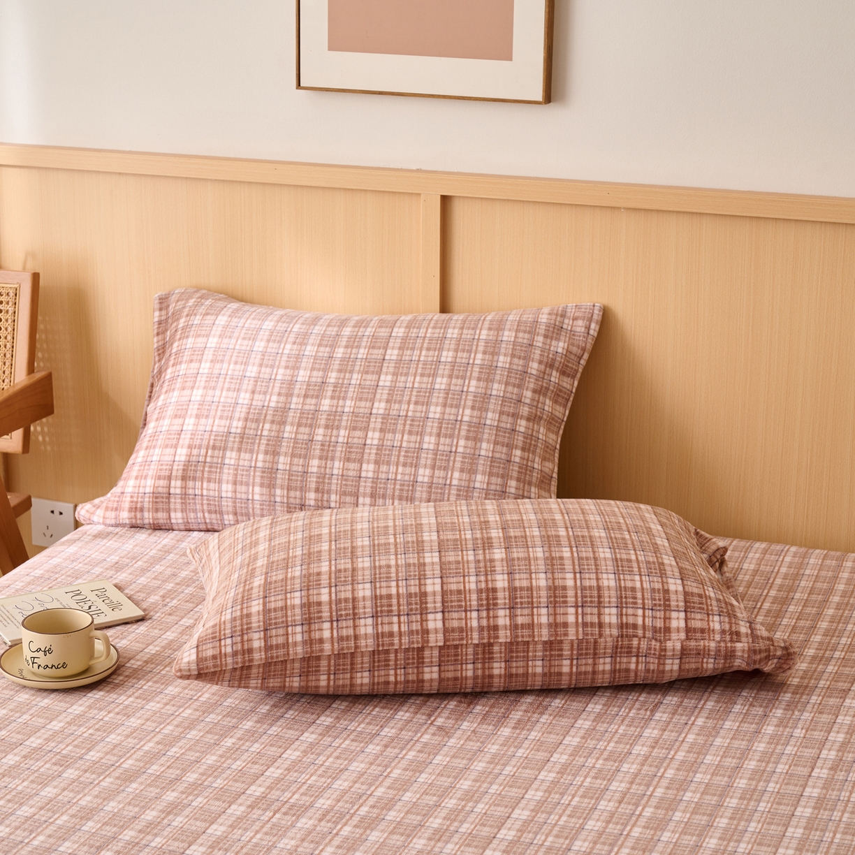 91家纺网 家纺一手货源 找家纺 早晨家纺 2025新款野牧款高克重牛奶绒印花单床笠 野牧-香风咖