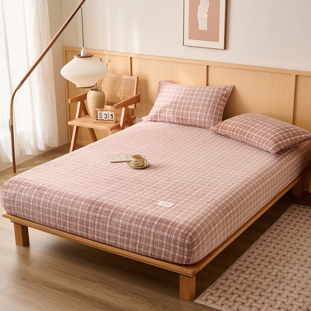 91家纺网 家纺一手货源 找家纺 早晨家纺 2025新款野牧款高克重牛奶绒印花单床笠 野牧-香风咖