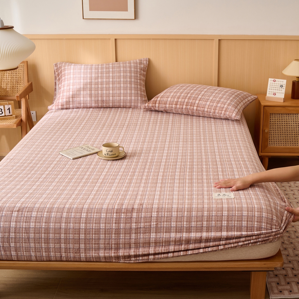 91家纺网 家纺一手货源 找家纺 早晨家纺 2025新款野牧款高克重牛奶绒印花单床笠 野牧-香风咖