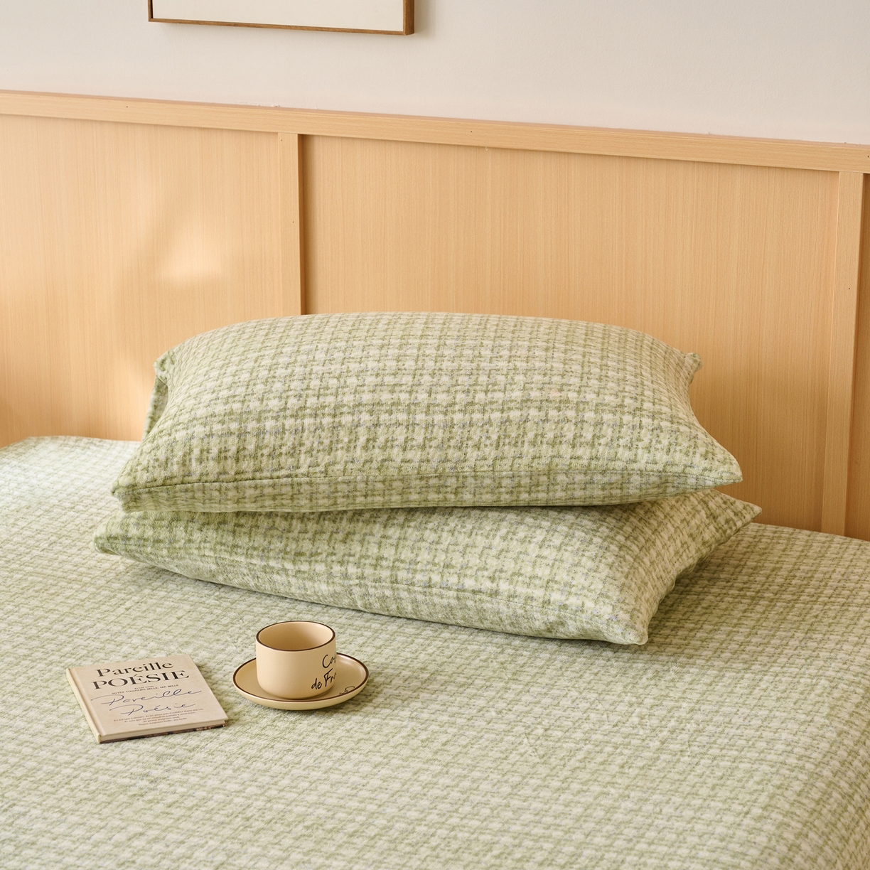 91家纺网 家纺一手货源 找家纺 早晨家纺 2025新款野牧款高克重牛奶绒印花单床笠 野牧-香风绿