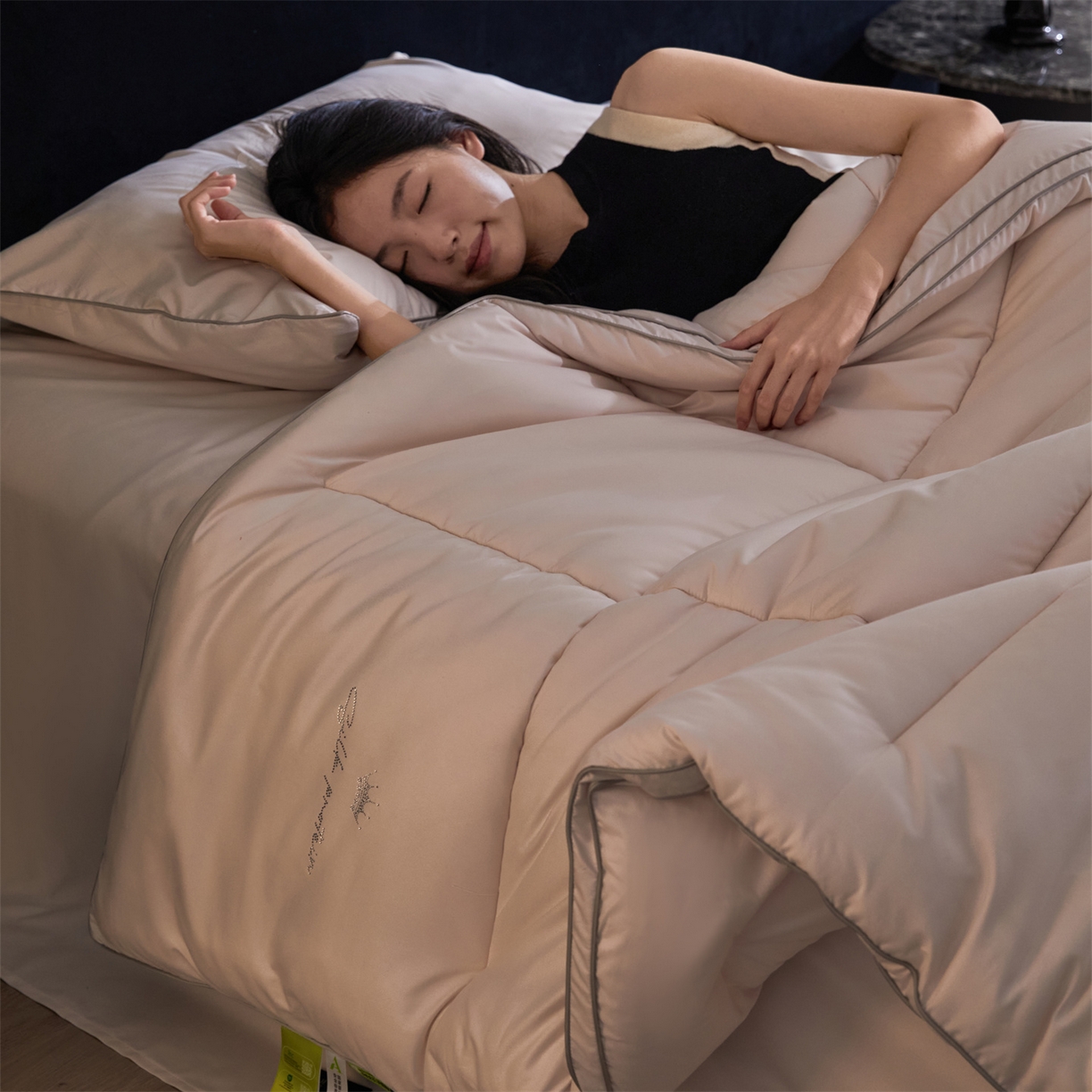 91家纺网 家纺一手货源 找家纺 （总）头等舱 2025新款酒店款净植力抗菌 防螨 防霉 低致敏 立体秋冬被（模特图）