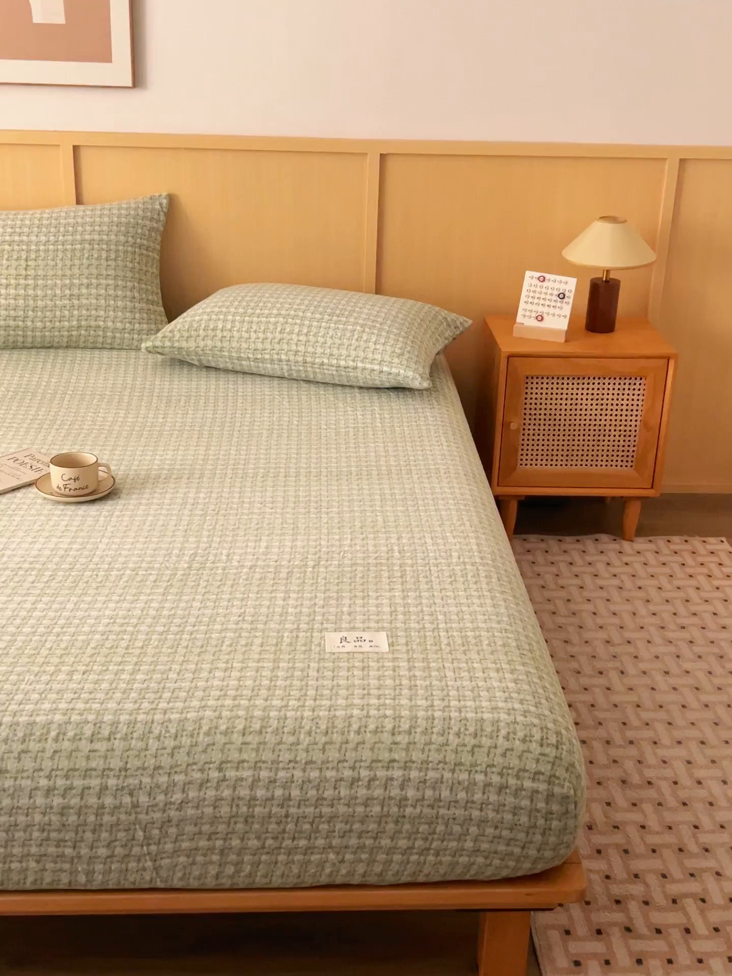 91家纺网 家纺一手货源 找家纺 早晨家纺 2025新款野牧款高克重牛奶绒印花单床笠 野牧-香风绿