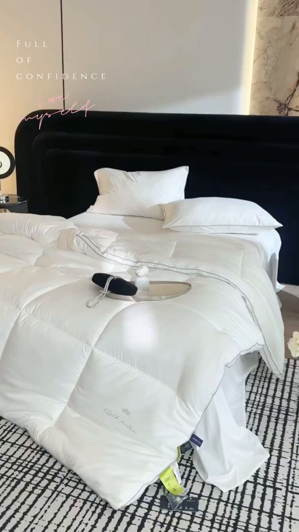 91家纺网 家纺一手货源 找家纺 头等舱 2025新款酒店款净植力抗菌 防螨 防霉 低致敏 立体秋冬被（模特图） 珍珠白