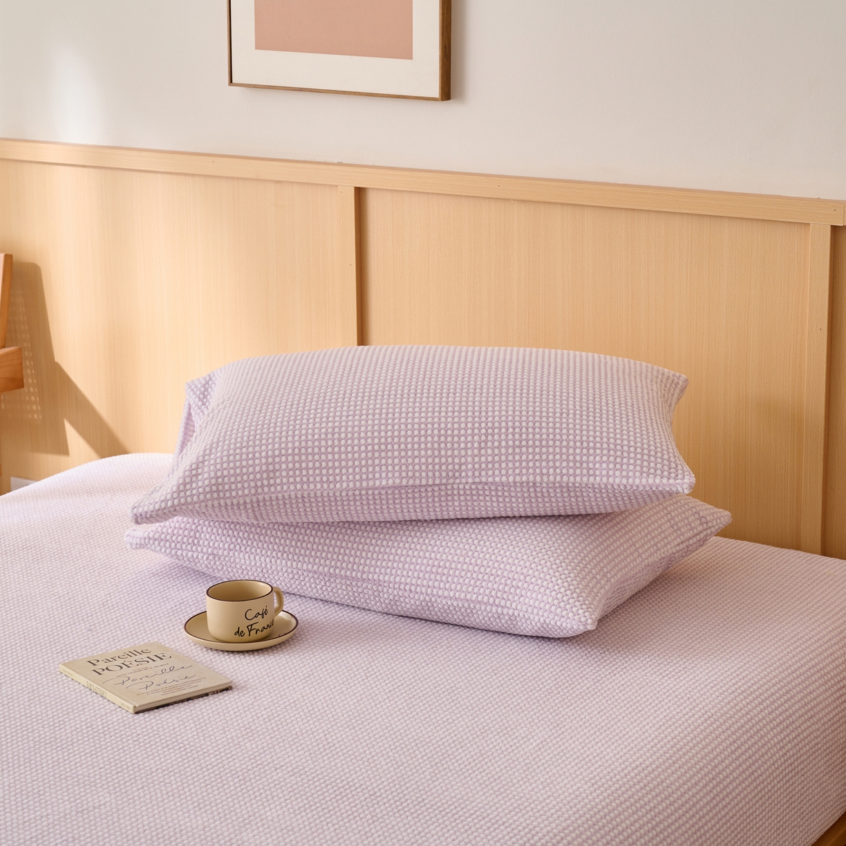 91家纺网 家纺一手货源 找家纺 早晨家纺 2025新款深蓝款高克重牛奶绒阳离子提花单床笠 深蓝-紫