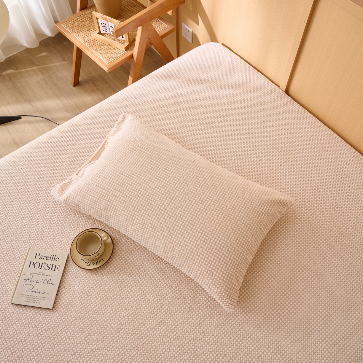 91家纺网 家纺一手货源 找家纺 早晨家纺 2025新款深蓝款高克重牛奶绒阳离子提花单床笠 深蓝-黄