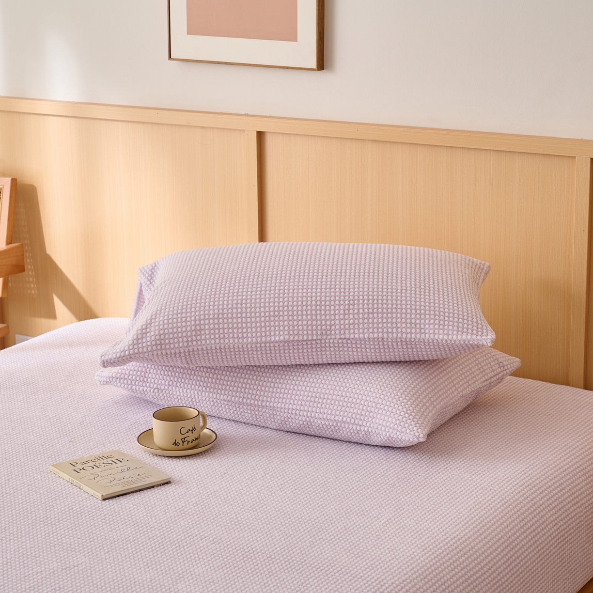 91家纺网 家纺一手货源 找家纺 早晨家纺 2025新款深蓝款高克重牛奶绒阳离子提花单床笠 深蓝-紫