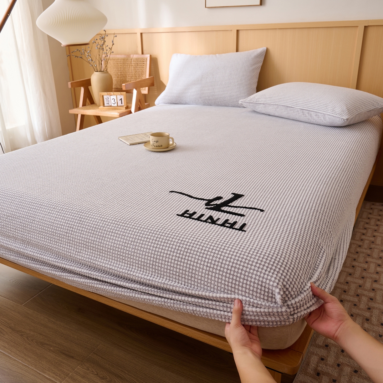 （总）早晨家纺 2025新款深蓝款高克重牛奶绒阳离子提花单床笠