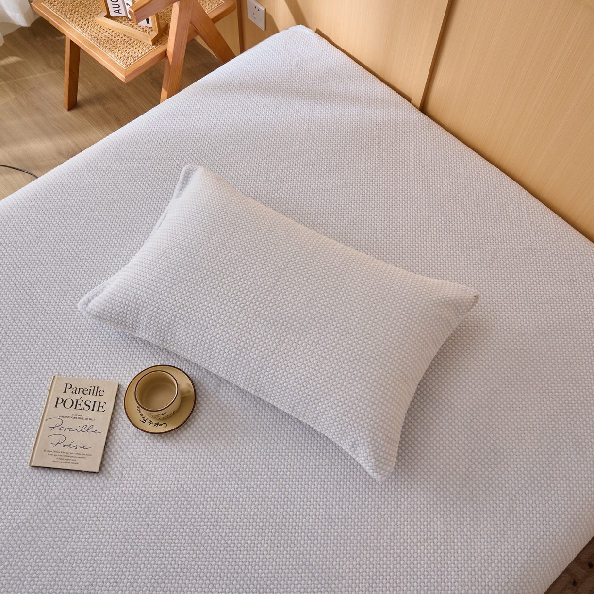 91家纺网 家纺一手货源 找家纺 早晨家纺 2025新款深蓝款高克重牛奶绒阳离子提花单床笠 深蓝-蓝