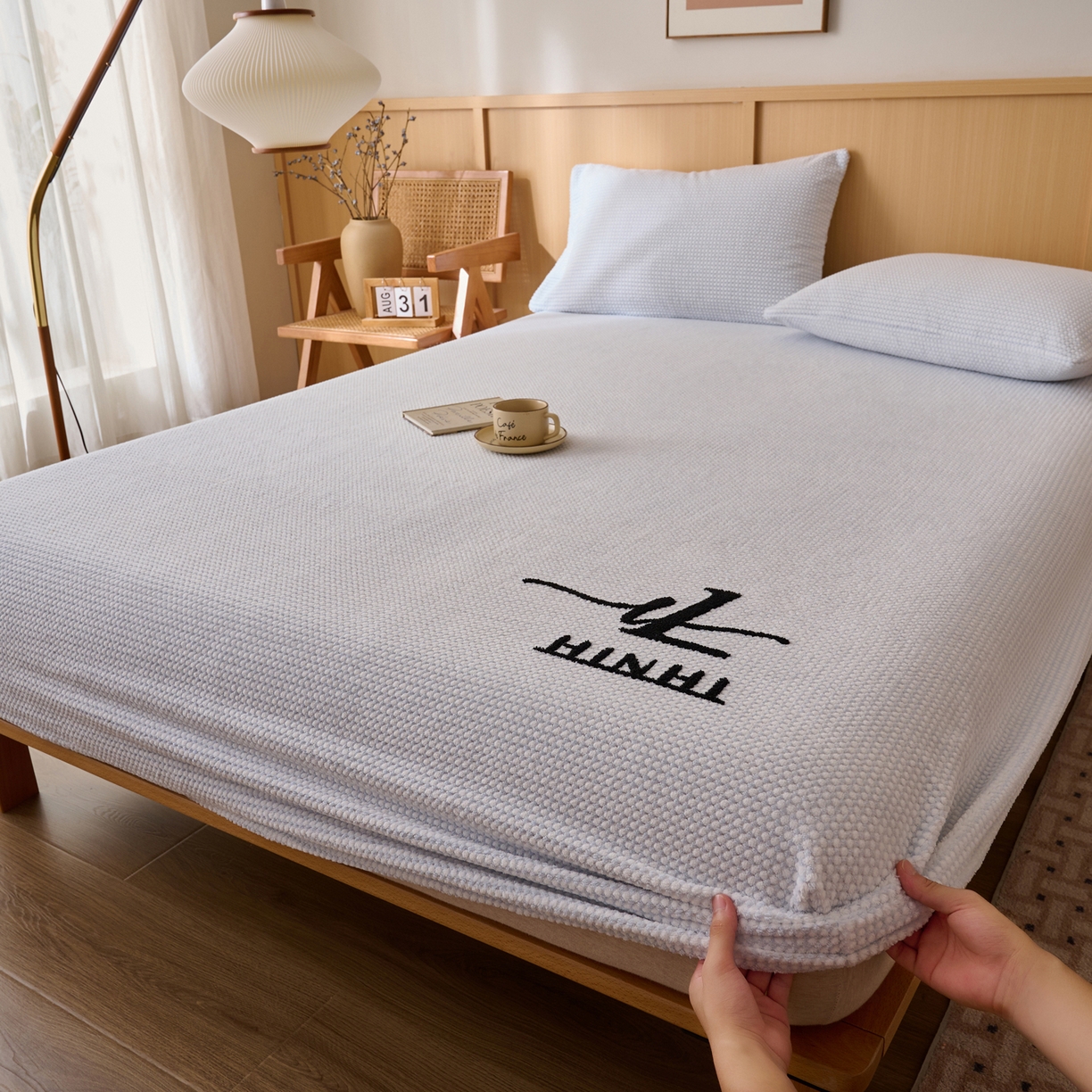 早晨家纺 2025新款深蓝款高克重牛奶绒阳离子提花单床笠 深蓝-蓝