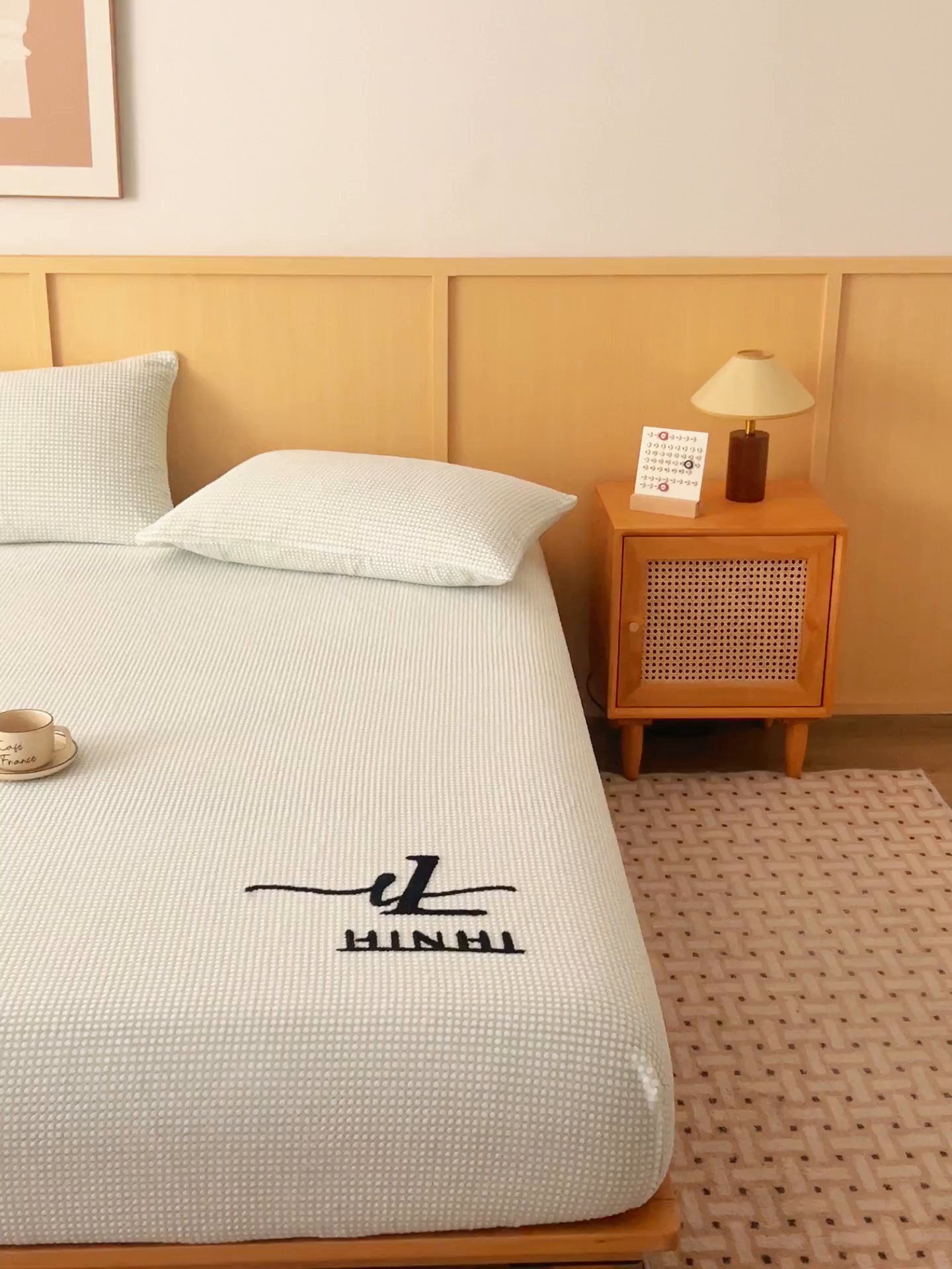 91家纺网 家纺一手货源 找家纺 早晨家纺 2025新款深蓝款高克重牛奶绒阳离子提花单床笠 深蓝-绿