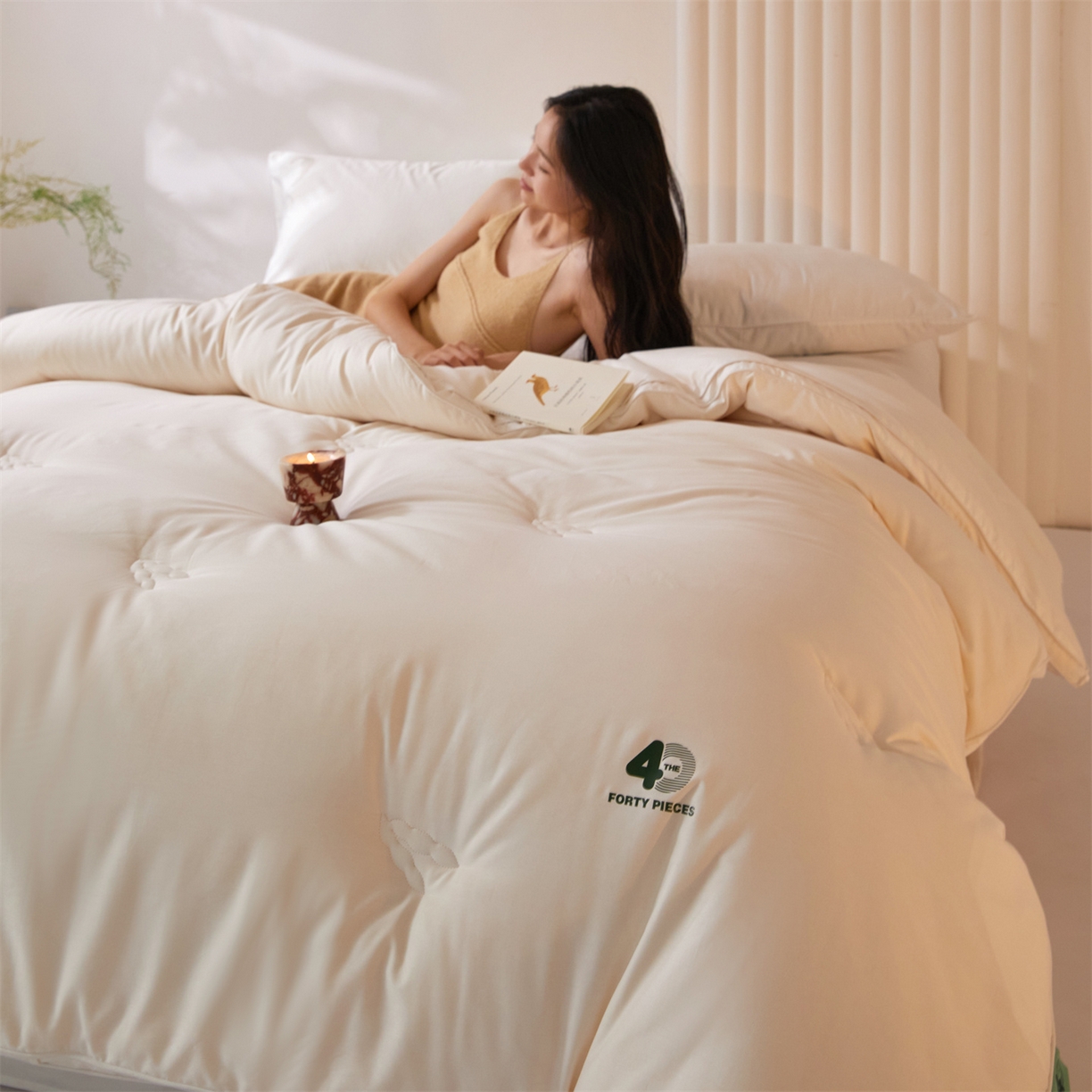 91家纺网 家纺一手货源 找家纺 （总）头等舱 2025新款全棉40支纯色A类20大豆7A抗菌立体被（模特图）