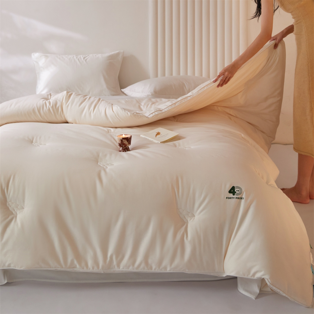 91家纺网 家纺一手货源 找家纺 （总）头等舱 2025新款全棉40支纯色A类20大豆7A抗菌立体被（模特图）