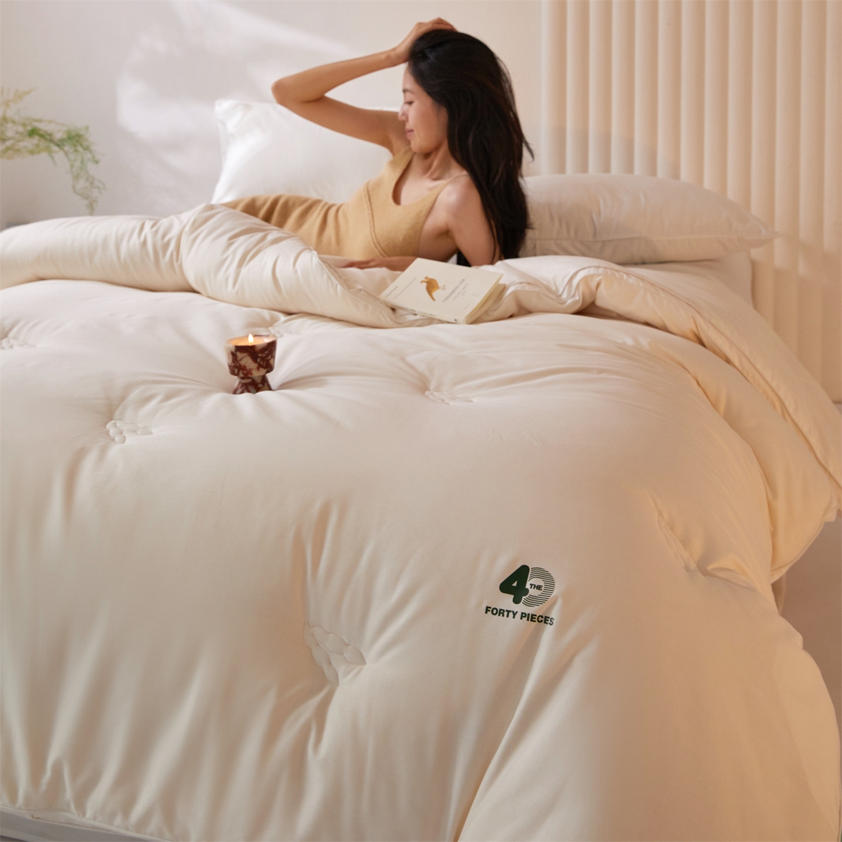 91家纺网 家纺一手货源 找家纺 （总）头等舱 2025新款全棉40支纯色A类20大豆7A抗菌立体被（模特图）