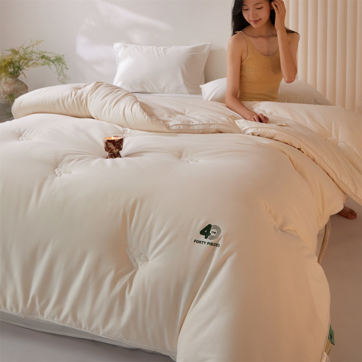 91家纺网 家纺一手货源 找家纺 （总）头等舱 2025新款全棉40支纯色A类20大豆7A抗菌立体被（模特图）