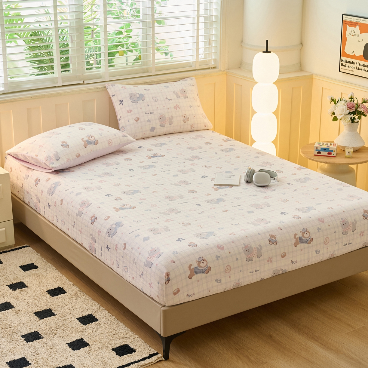 91家纺网 家纺一手货源 找家纺 （总）早晨家纺 2025新款卡通印花高克重牛奶绒印花单床笠