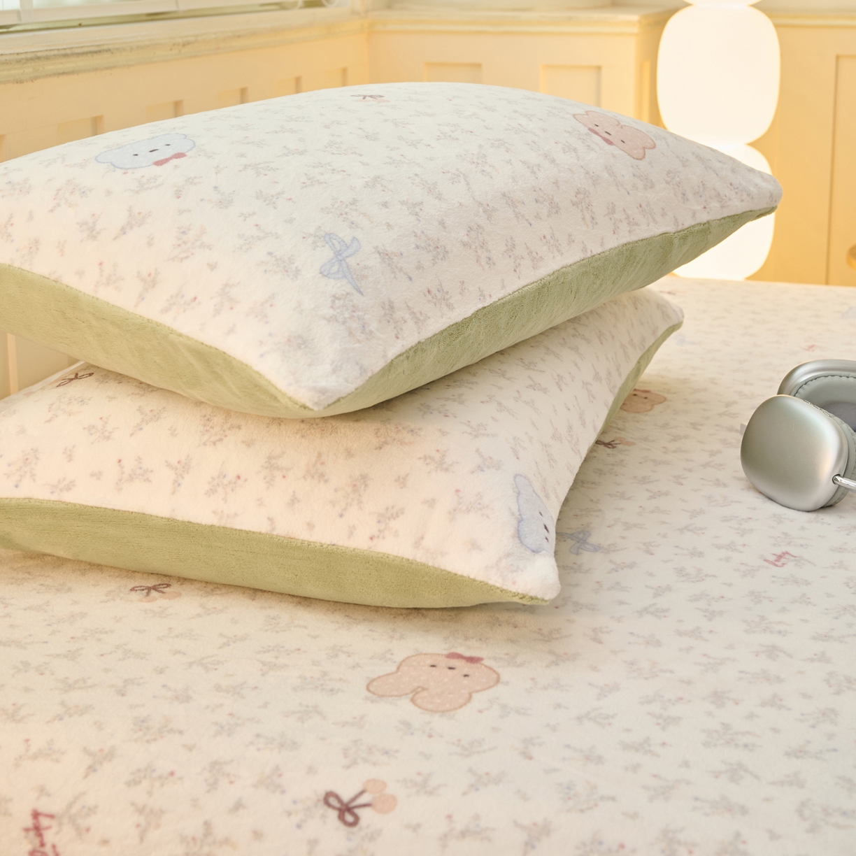 91家纺网 家纺一手货源 找家纺 早晨家纺 2025新款卡通印花高克重牛奶绒印花单床笠 萌熊絮