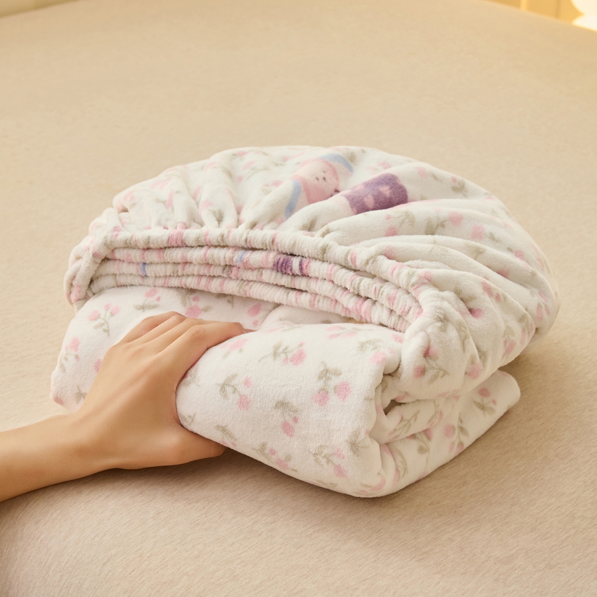 早晨家纺 2025新款卡通印花高克重牛奶绒印花单床笠 花兔谣