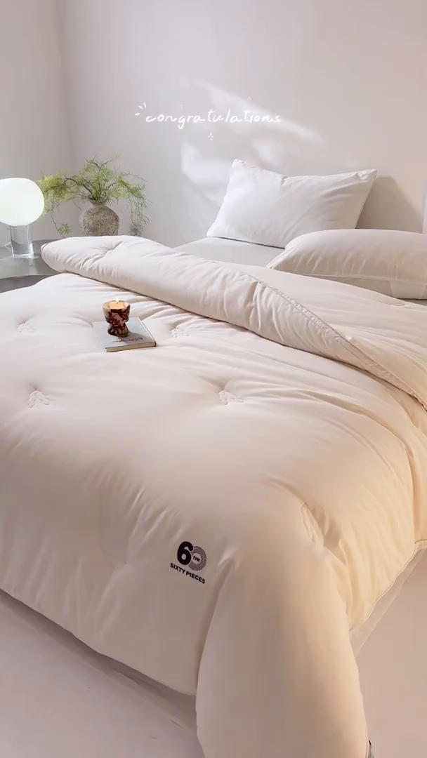 91家纺网 家纺一手货源 找家纺 （总）头等舱 2025新款全棉60支纯色A类30大豆7A抗菌立体被（空镜图）