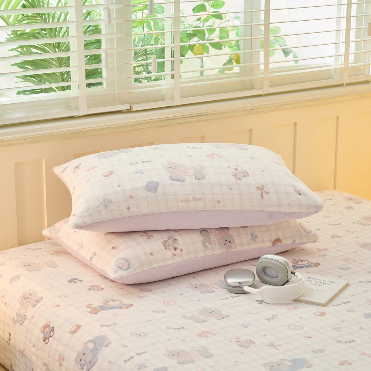 91家纺网 家纺一手货源 找家纺 早晨家纺 2025新款卡通印花高克重牛奶绒印花单床笠 萌宠集