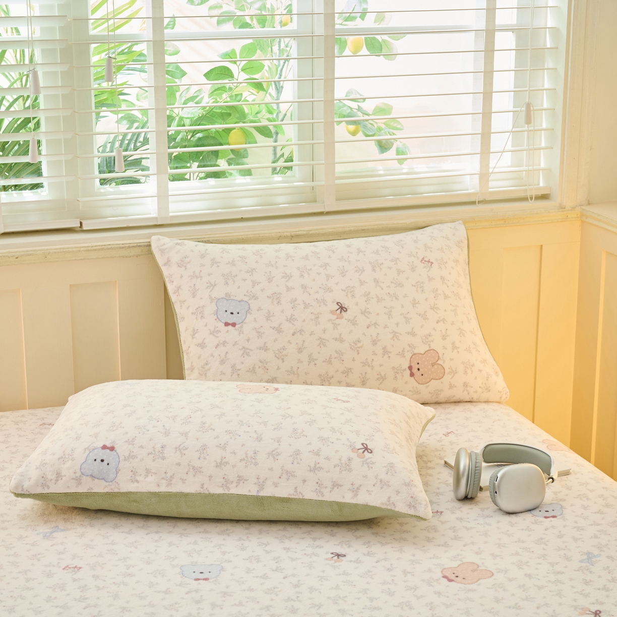 91家纺网 家纺一手货源 找家纺 早晨家纺 2025新款卡通印花高克重牛奶绒印花单床笠 萌熊絮