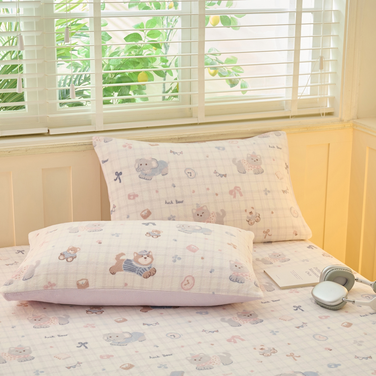 91家纺网 家纺一手货源 找家纺 早晨家纺 2025新款卡通印花高克重牛奶绒印花单床笠 萌宠集