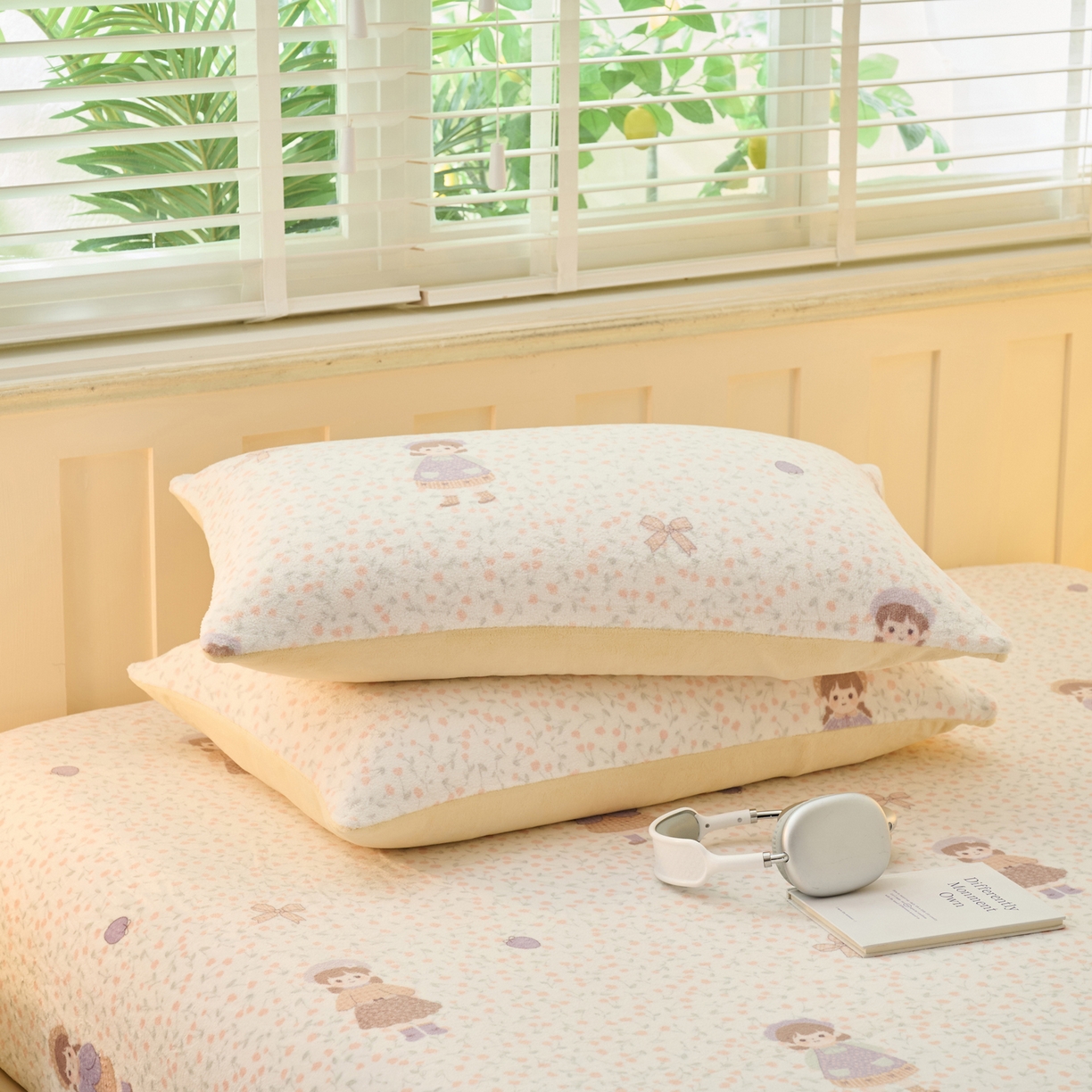 91家纺网 家纺一手货源 找家纺 早晨家纺 2025新款卡通印花高克重牛奶绒印花单床笠 童梦谣