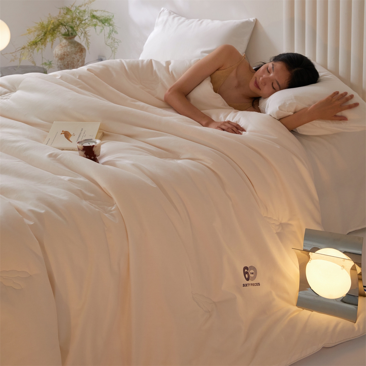 91家纺网 家纺一手货源 找家纺 （总）头等舱 2025新款全棉60支纯色A类30大豆7A抗菌立体被（模特图）