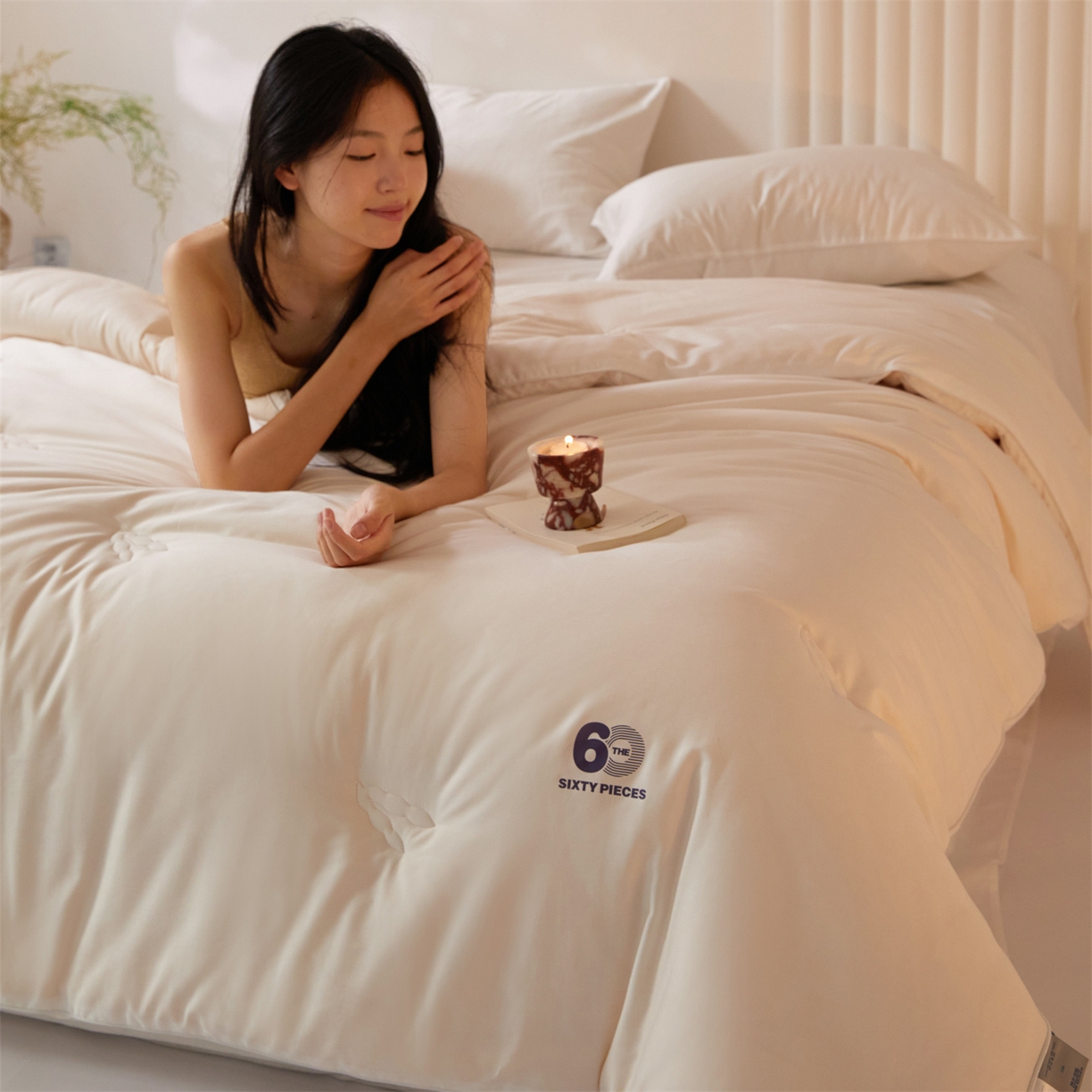 91家纺网 家纺一手货源 找家纺 （总）头等舱 2025新款全棉60支纯色A类30大豆7A抗菌立体被（模特图）