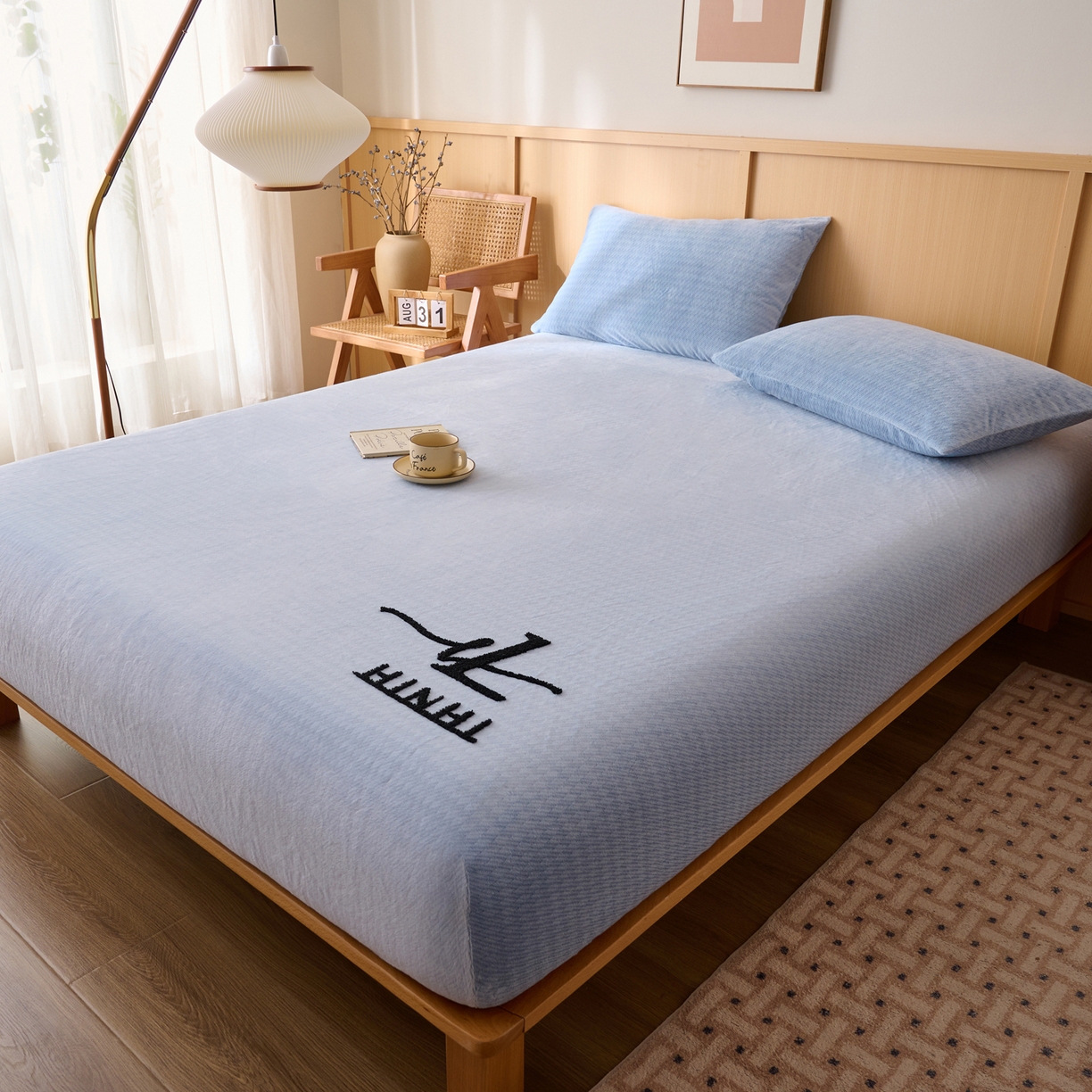 91家纺网 家纺一手货源 找家纺 （总）早晨家纺 2025新款流星款高克重牛奶绒阳离子提花兔毛单床笠