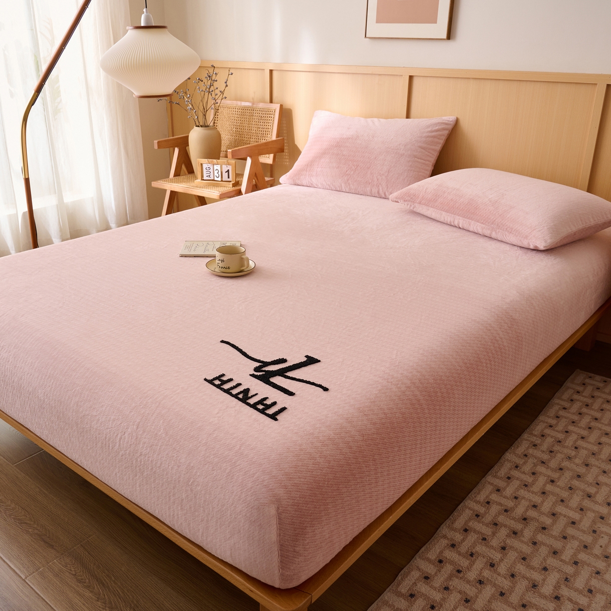 91家纺网 家纺一手货源 找家纺 （总）早晨家纺 2025新款流星款高克重牛奶绒阳离子提花兔毛单床笠