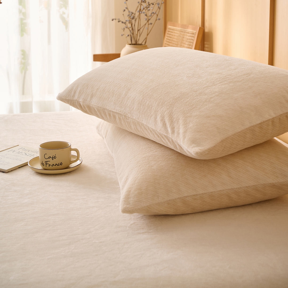 91家纺网 家纺一手货源 找家纺 早晨家纺 2025新款流星款高克重牛奶绒阳离子提花兔毛单床笠 流星-奶白