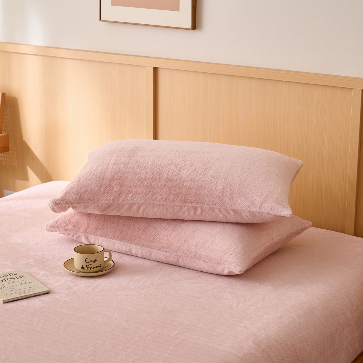 91家纺网 家纺一手货源 找家纺 早晨家纺 2025新款流星款高克重牛奶绒阳离子提花兔毛单床笠 流星-豆沙