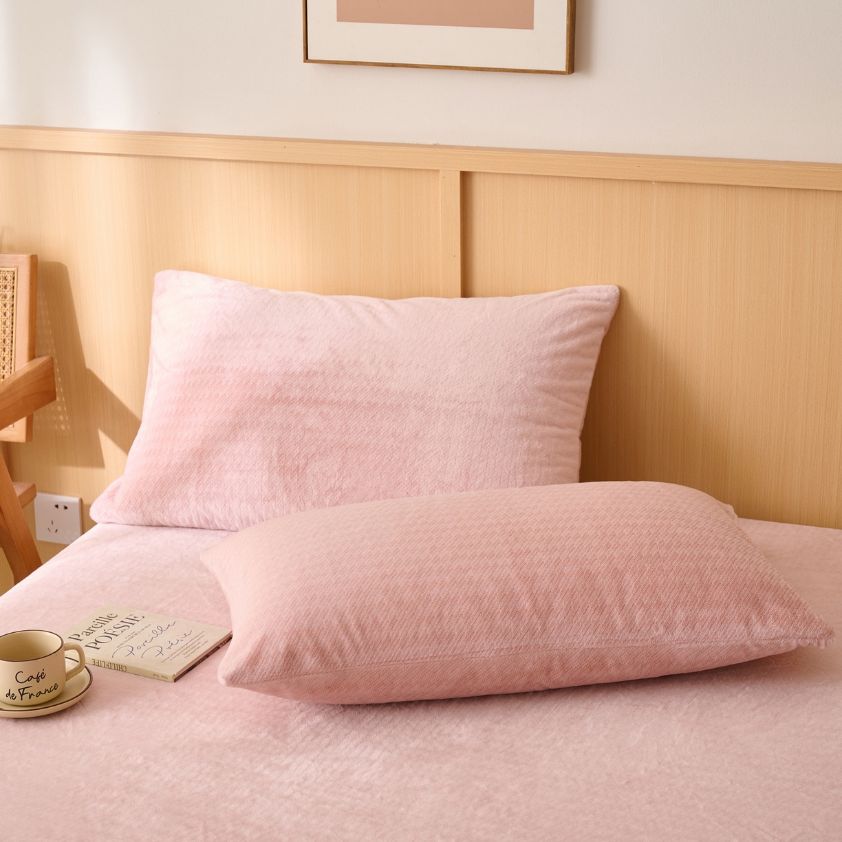 91家纺网 家纺一手货源 找家纺 早晨家纺 2025新款流星款高克重牛奶绒阳离子提花兔毛单床笠 流星-豆沙