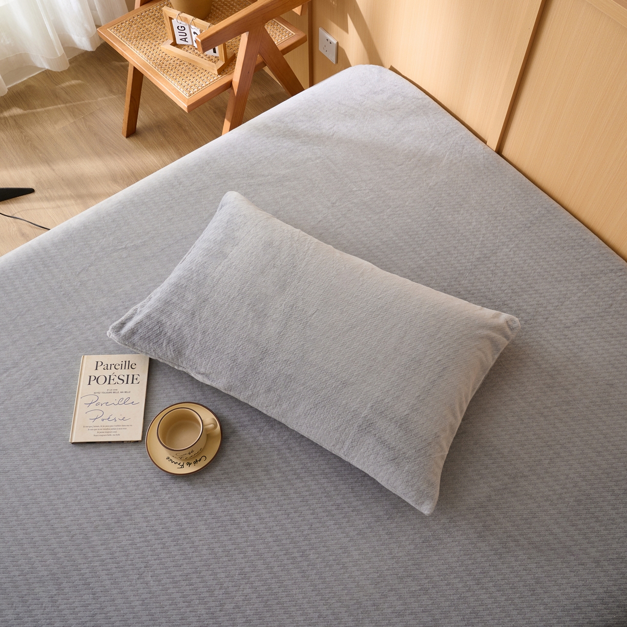 91家纺网 家纺一手货源 找家纺 早晨家纺 2025新款流星款高克重牛奶绒阳离子提花兔毛单床笠 流星-银灰