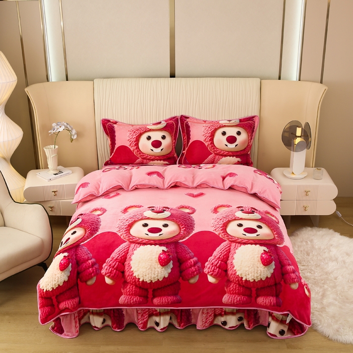 91家纺网 家纺一手货源 找家纺 （总）念家居 2025新款高克重牛奶绒四件套保暖金貂绒四件套直播爆款