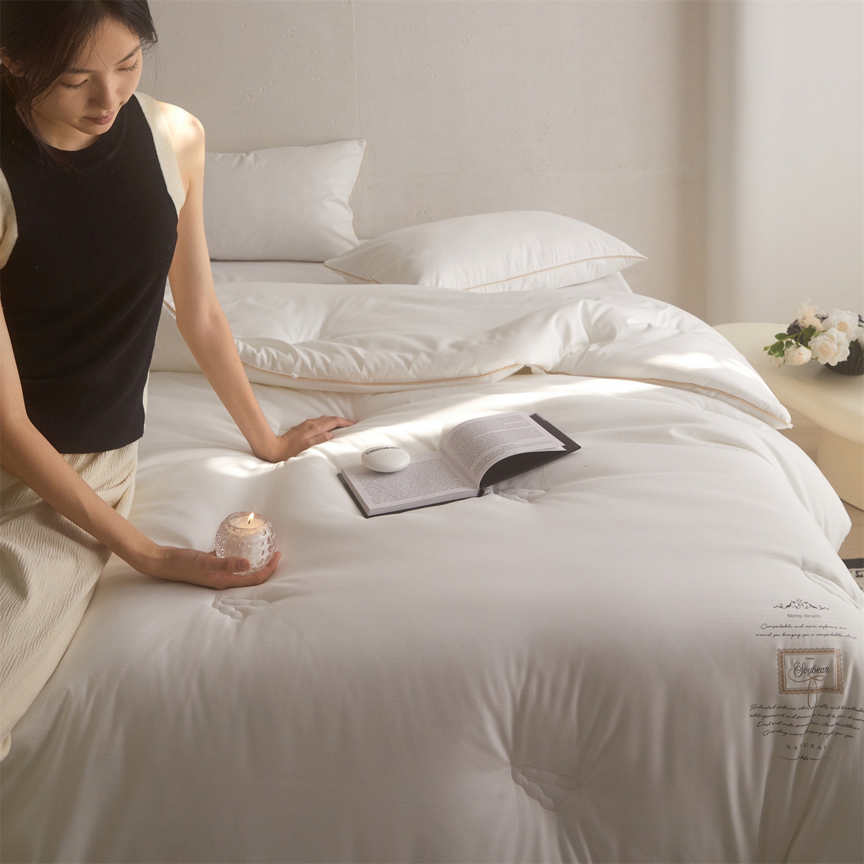 91家纺网 家纺一手货源 找家纺 （总）头等舱 2025新款四季棉条纹A类20大豆7A抗菌秋冬被（模特图）