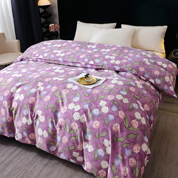 91家纺网 家纺一手货源 找家纺 （总）2025新款叶语系-全棉活性磨毛被套 保暖加厚印花纯棉磨毛被套单品被套单被套被罩斜纹