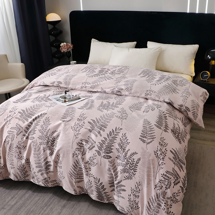 91家纺网 家纺一手货源 找家纺 晶缦家纺 2025叶语系·纯棉活性全棉磨毛单被套单品被套被套单件 本草花叶灰