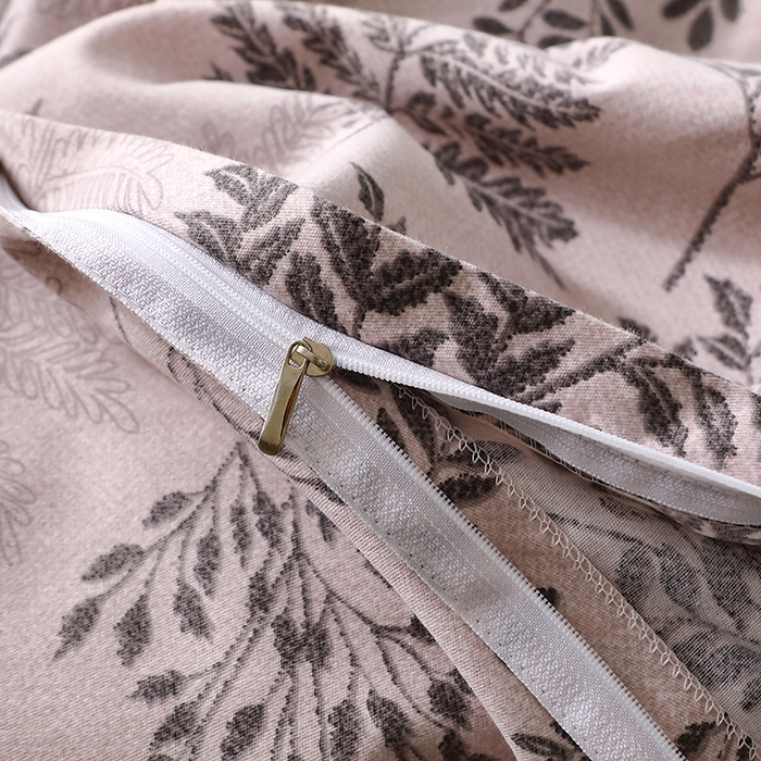 91家纺网 家纺一手货源 找家纺 晶缦家纺 2025叶语系·纯棉活性全棉磨毛单被套单品被套被套单件 本草花叶灰