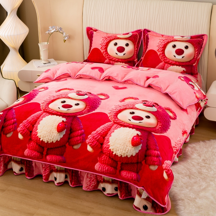 91家纺网 家纺一手货源 找家纺 念家居 2025新款高克重牛奶绒四件套保暖四件套直播爆款电商爆款-露比