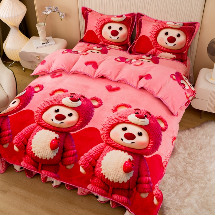 91家纺网 家纺一手货源 找家纺 念家居 2025新款高克重牛奶绒四件套保暖四件套直播爆款电商爆款-露比