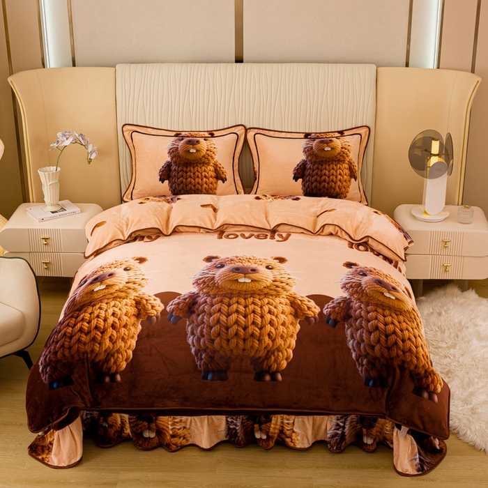 91家纺网 家纺一手货源 找家纺 念家居 2025新款高克重牛奶绒四件套保暖四件套直播爆款电商爆款 炫彩羽毛