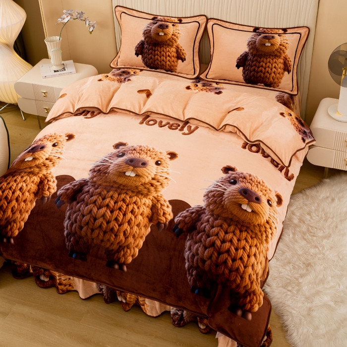 91家纺网 家纺一手货源 找家纺 念家居 2025新款高克重牛奶绒四件套保暖四件套直播爆款电商爆款-卡比巴拉