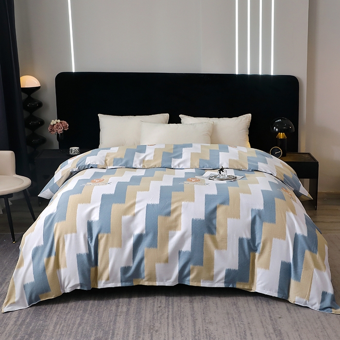 91家纺网 家纺一手货源 找家纺 晶缦家纺 2025叶语系·纯棉活性全棉磨毛单被套单品被套被套单件 菲尔顿蓝