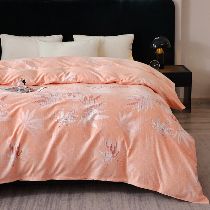 91家纺网 家纺一手货源 找家纺 晶缦家纺 2025叶语系·纯棉活性全棉磨毛单被套单品被套被套单件 枫叶情怀粉